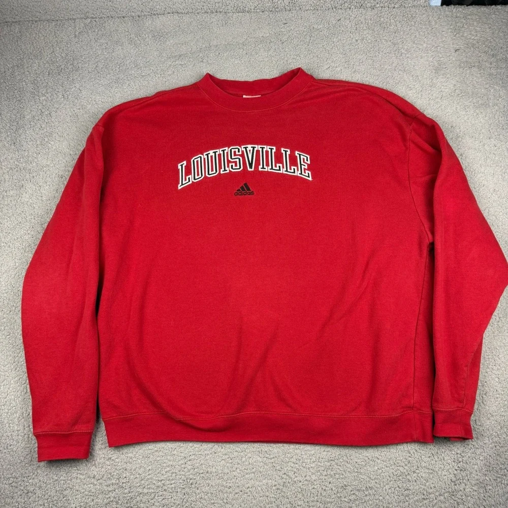 Louisville Cardinals Adidas Sweatshirt Mens 2XL Red NCAA Fleece Pullover